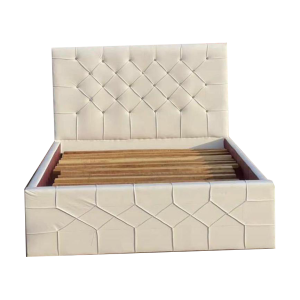 Double Bed Frame Leather-WHITE