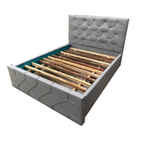 DOUBLE BED FRAME LEATHER-GREY