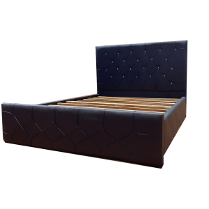 DOUBLE BED FRAME LEATHER-BLACK
