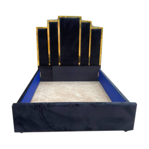 Double Bed Frame (Suede Material) Steps Design